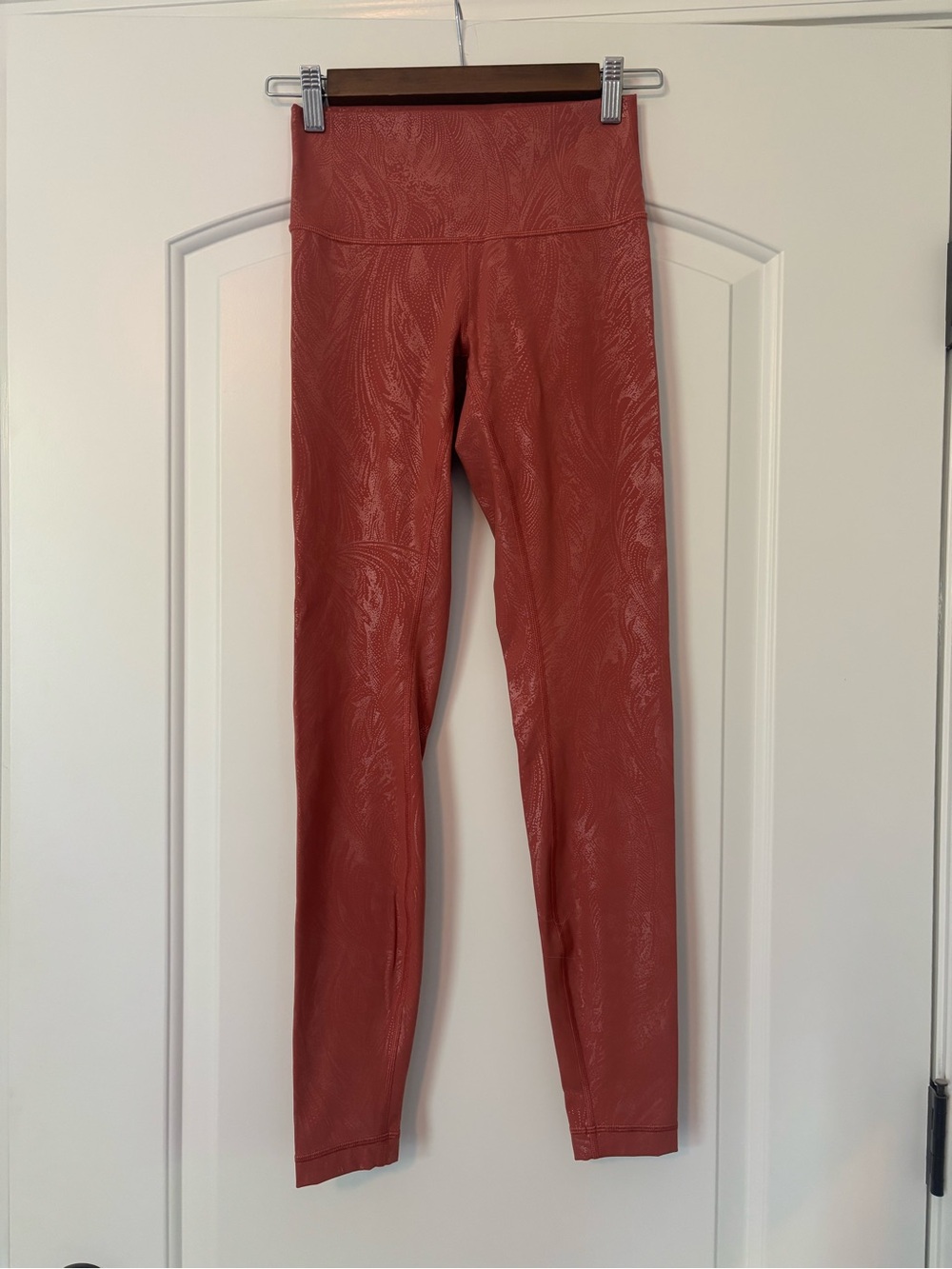lululemon Wunder Under 28” High-Rise Coral Pink Shimmer Textured Leggings